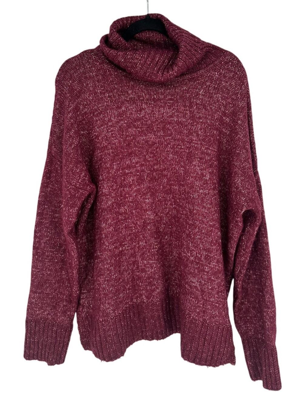 Banana Republic Cowl Neck Sweater XL Purple Plum Knit Long Sleeve Pullover Soft